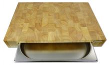 Continenta Schneidebrett mit Edelstahlschublade (Rubberwood)
