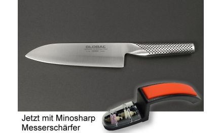 G46 Global Santoku + Minosharp Messerschärfer