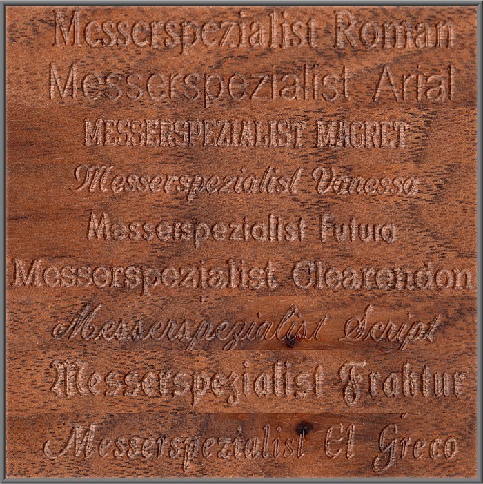 Schriftarten für die Gravur